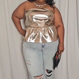 Eloquii Gold Strapless Top